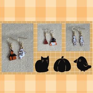 *3 for 20* Halloween Earrings- Witch, Skeletons, and Haunted House